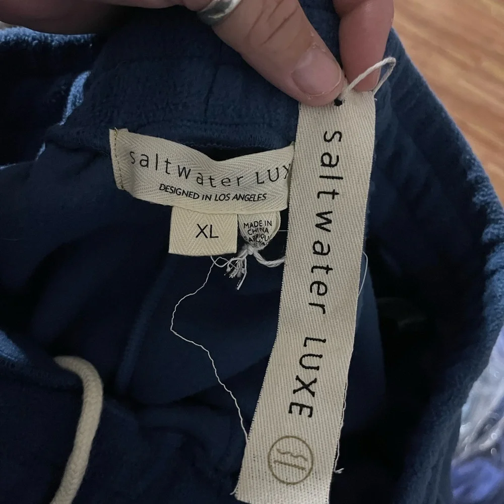 Anthropologie‎ Saltwater LUXE Blue Wide Leg Pants with Palm Detail